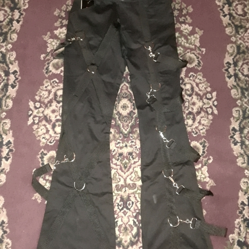 SOLD OUT black flared bondage pants